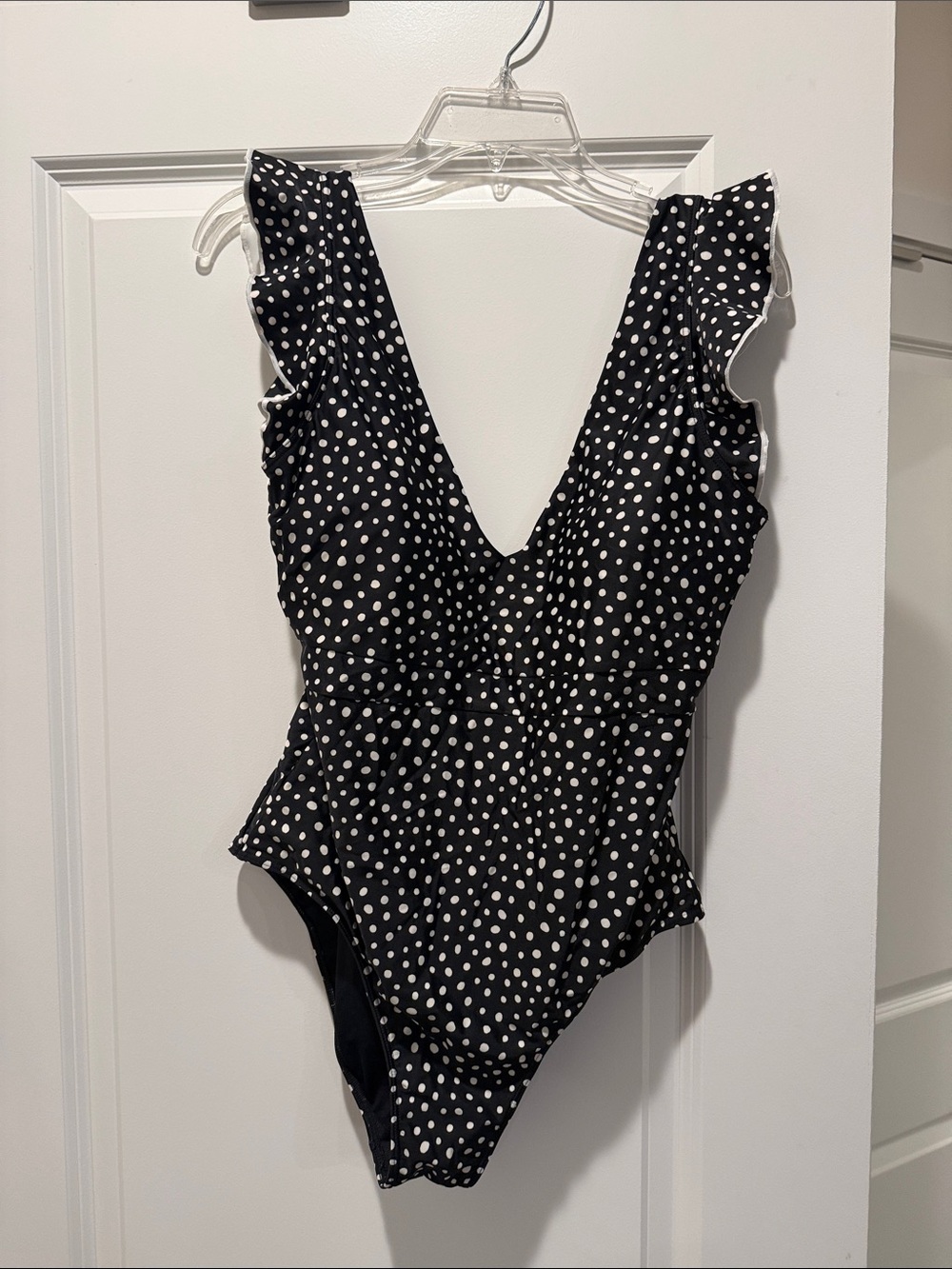 summersalt Black & White Polka Dot Ruffle One-Piece Swimsuit